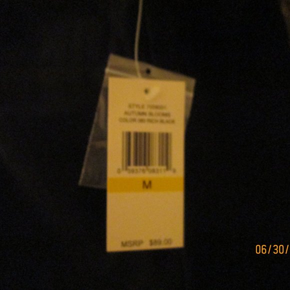 CeCe NWT Black Blouse Peter Pan Collar Ruffles M - Picture 2 of 7